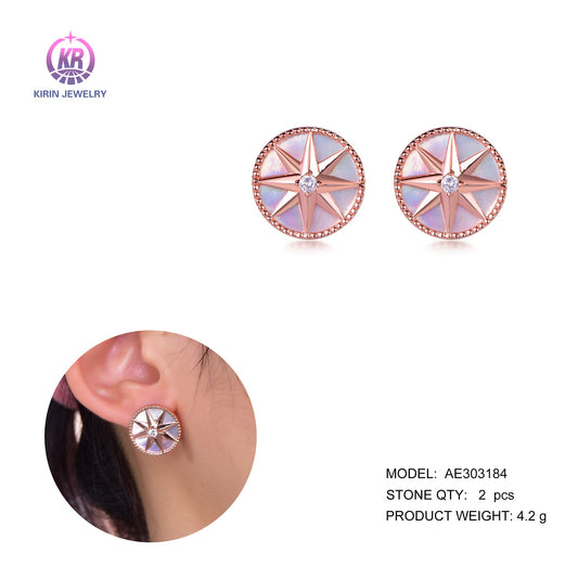 925 silver earring with rose gold plating 303184 Kirin Jewelry