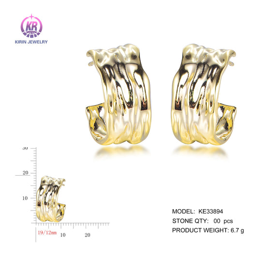 925 silver earrings 14K gold plating KE33894 Kirin Jewelry