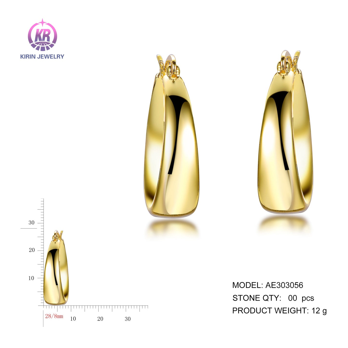 925 silver earrings with 14K gold plating AE303056 Kirin Jewelry