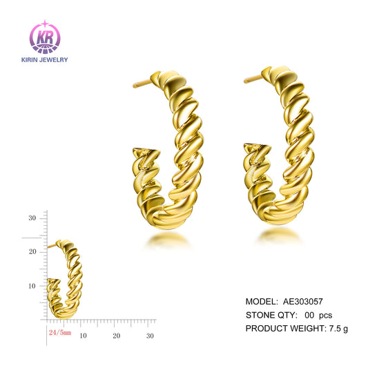 925 silver earrings with 14K gold plating AE303057 Kirin Jewelry