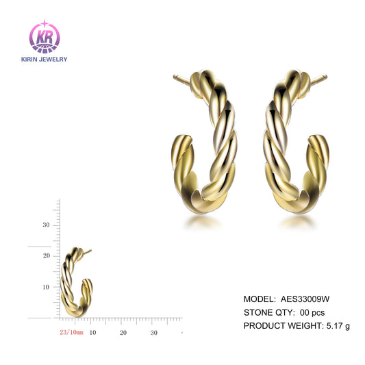 925 silver earrings with 14K gold plating AES33009W Kirin Jewelry