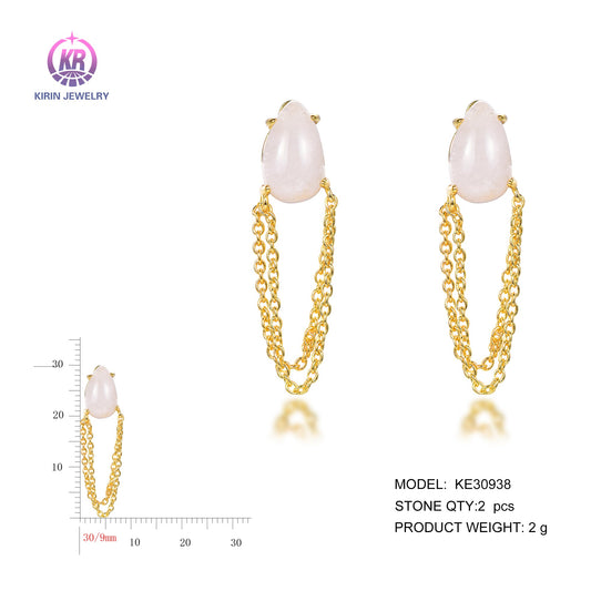 925 silver earrings with 14K gold plating CZ KE30938 Kirin Jewelry