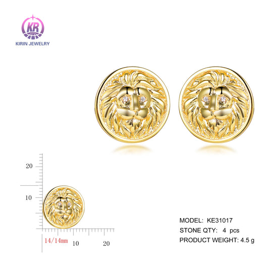 925 silver earrings with 14K gold plating CZ KE31017 Kirin Jewelry