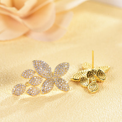 925 silver earrings with 14K gold plating CZ KE31069 Kirin Jewelry