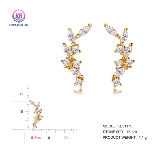 925 silver earrings with 14K gold plating CZ KE31175 Kirin Jewelry