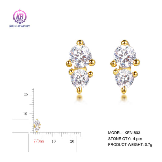 925 silver earrings with 14K gold plating CZ KE31803 Kirin Jewelry