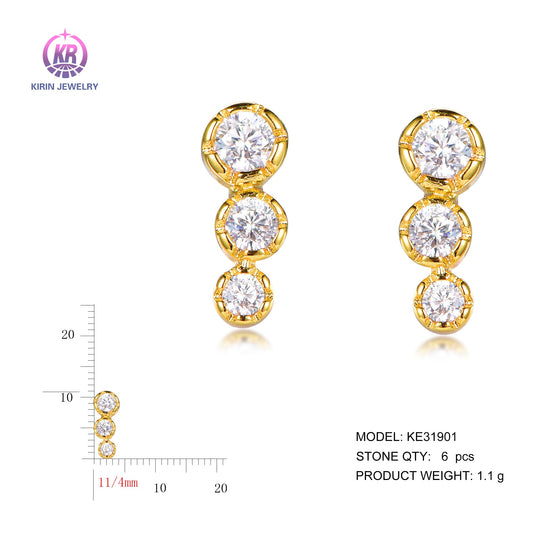 925 silver earrings with 14K gold plating CZ KE31901 Kirin Jewelry