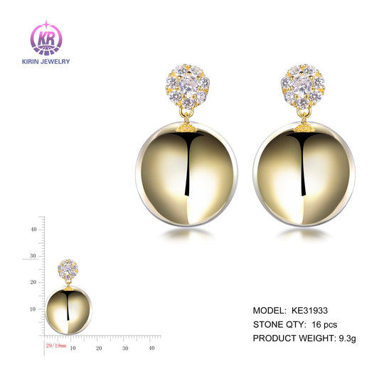 925 silver earrings with 14K gold plating CZ KE31933 Kirin Jewelry