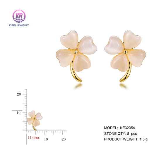 925 silver earrings with 14K gold plating CZ KE32354 Kirin Jewelry