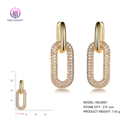 925 silver earrings with 14K gold plating CZ KE32681 Kirin Jewelry