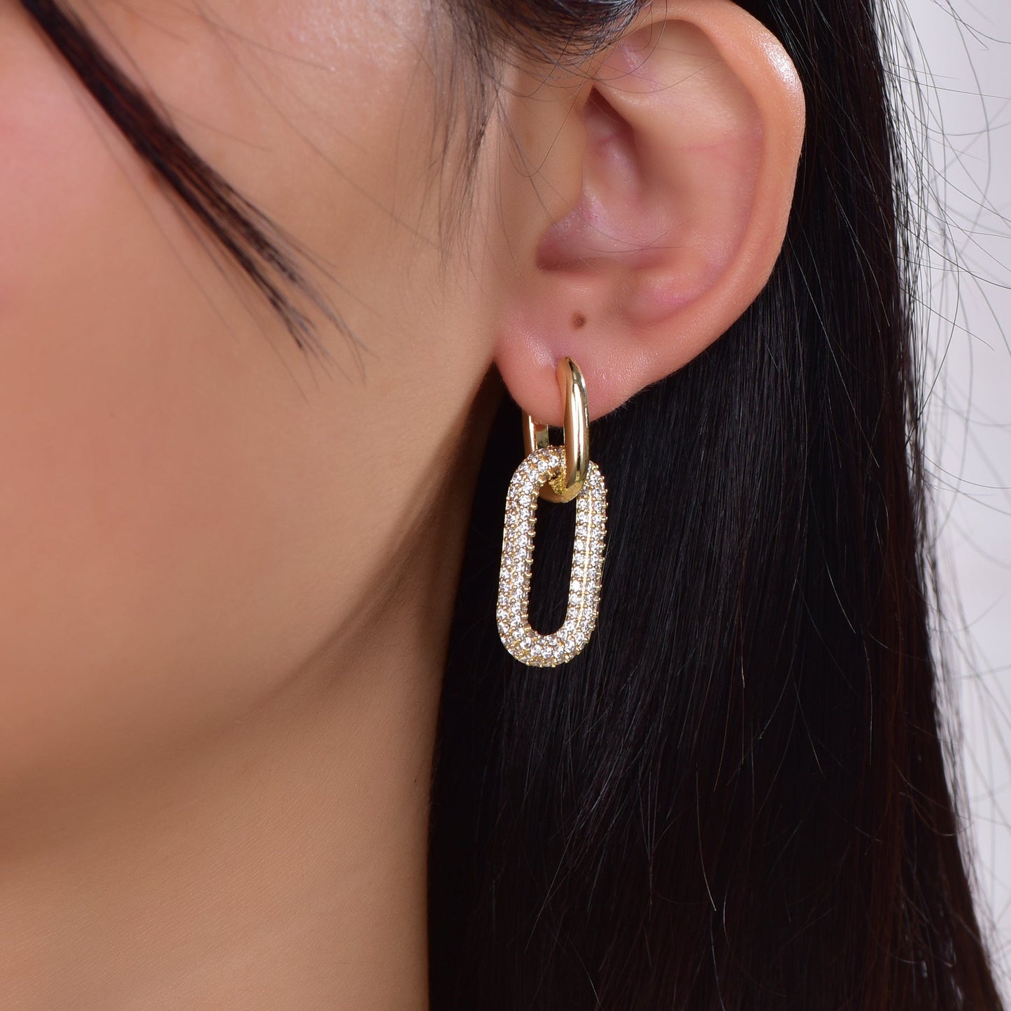 925 silver earrings with 14K gold plating CZ KE32681 Kirin Jewelry