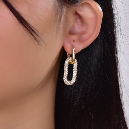 925 silver earrings with 14K gold plating CZ KE32681 Kirin Jewelry