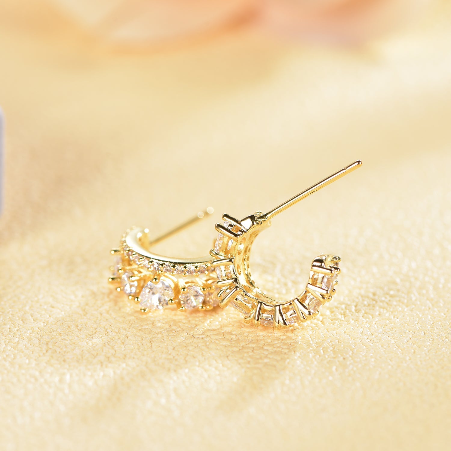 925 silver earrings with 14K gold plating CZ KE32689 Kirin Jewelry