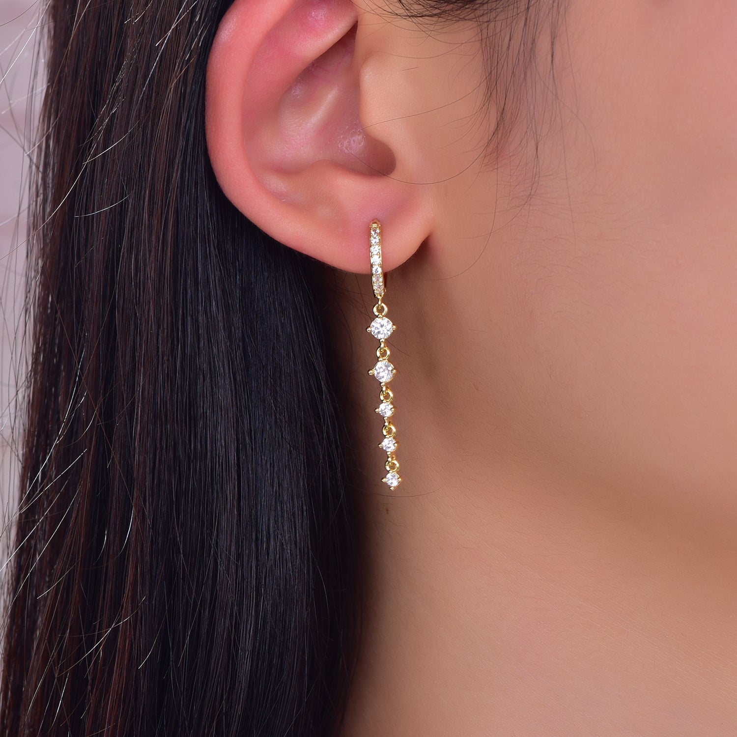 925 silver earrings with 14K gold plating CZ KE33136 Kirin Jewelry