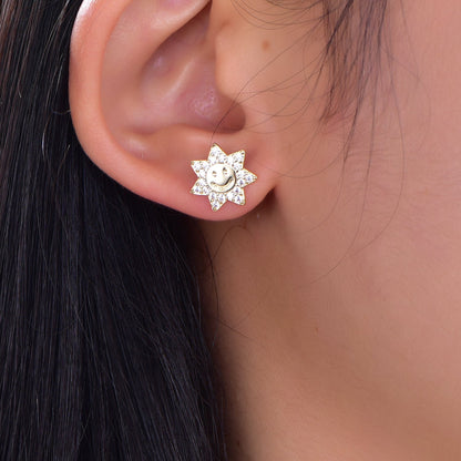 925 silver earrings with 14K gold plating CZ KE33139 Kirin Jewelry