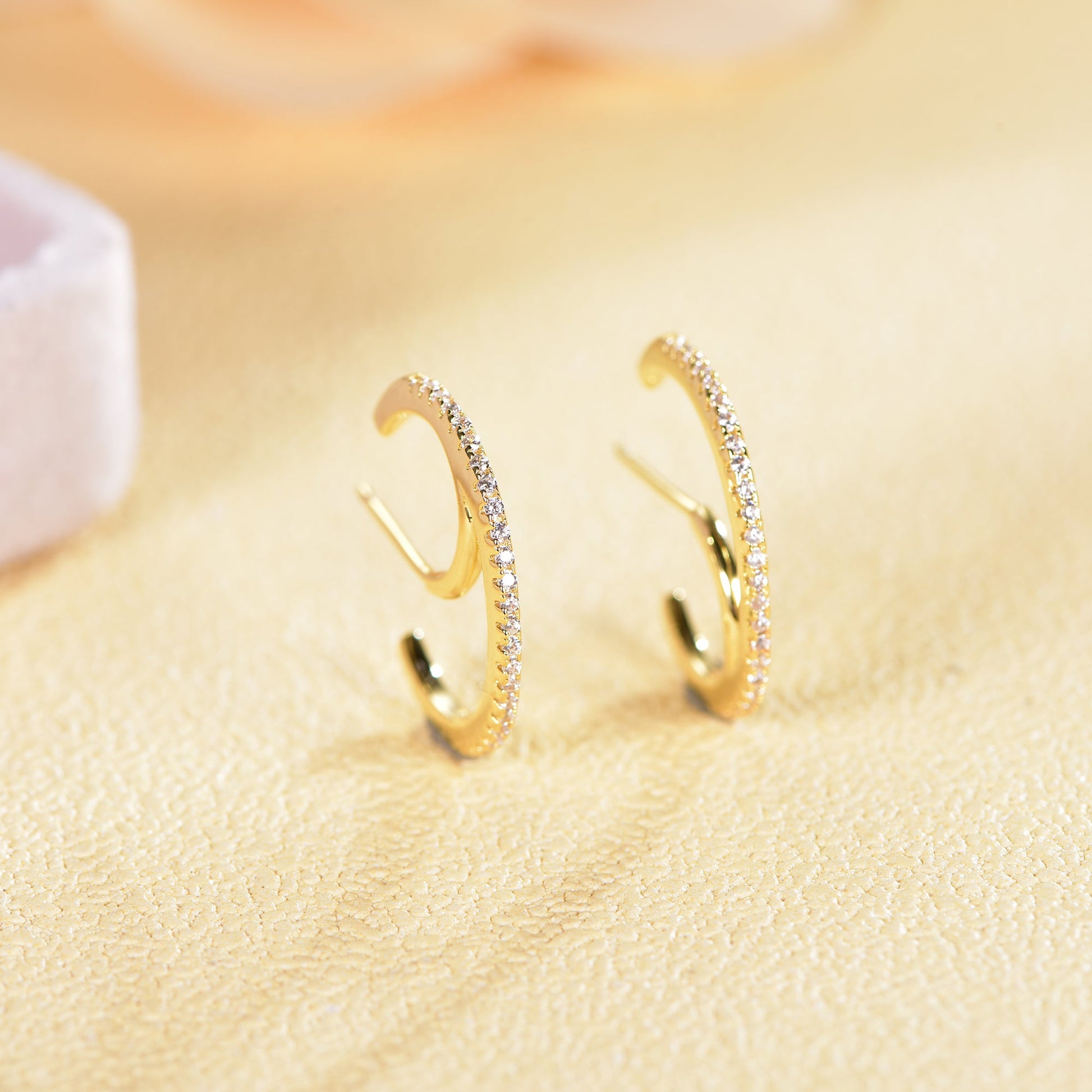 925 silver earrings with 14K gold plating CZ KE33168 Kirin Jewelry