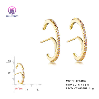 925 silver earrings with 14K gold plating CZ KE33168 Kirin Jewelry