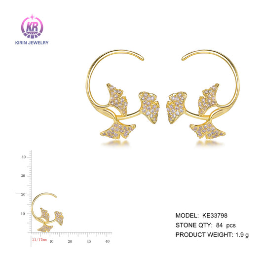 925 silver earrings with 14K gold plating CZ KE33798 Kirin Jewelry