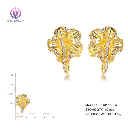 925 silver earrings with 14K gold plating CZ SET84613EW Kirin Jewelry