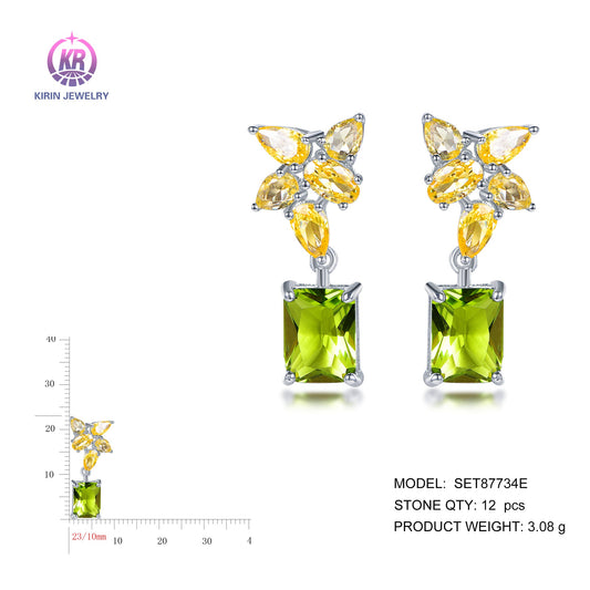 925 silver earrings with 14K gold plating CZ SET87734E Kirin Jewelry