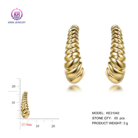 925 silver earrings with 14K gold plating KE31042 Kirin Jewelry