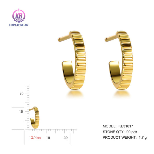 925 silver earrings with 14K gold plating KE31817 Kirin Jewelry