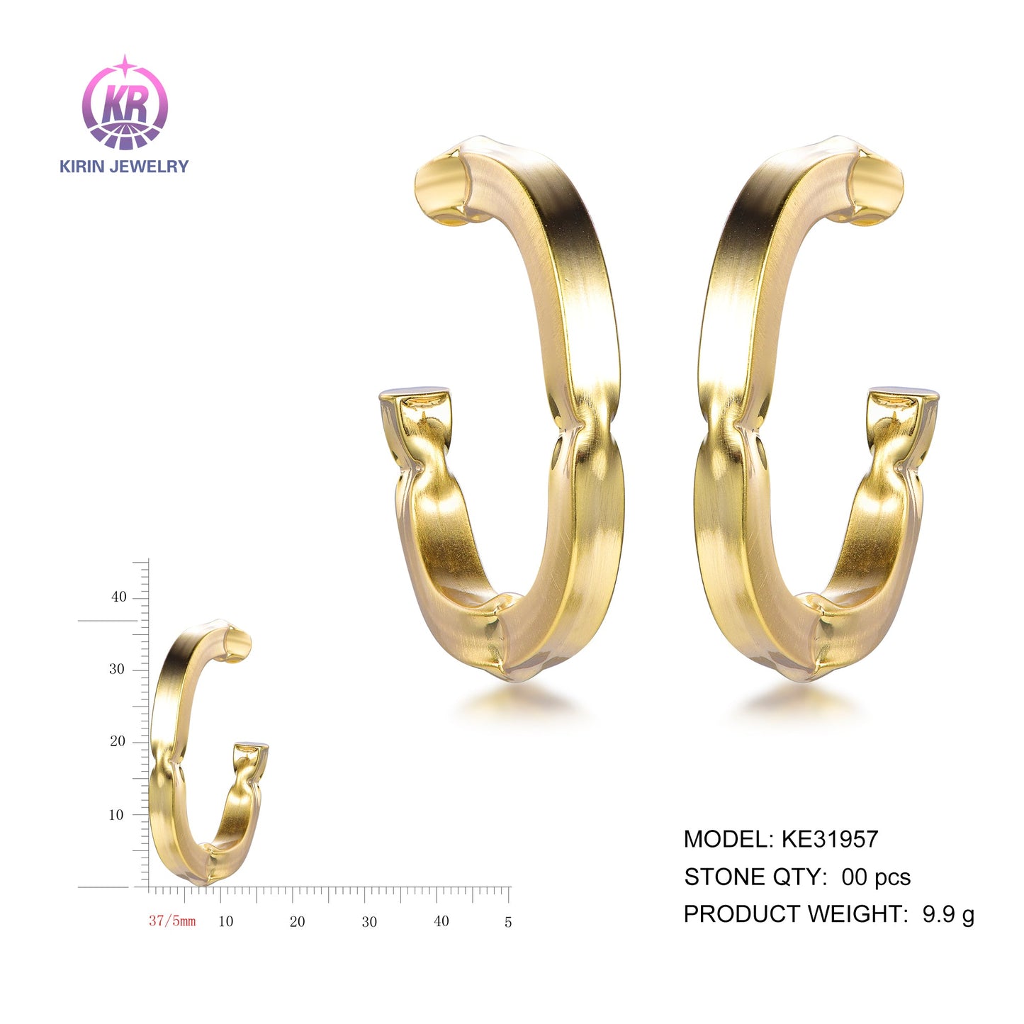 925 silver earrings with 14K gold plating KE31957 Kirin Jewelry