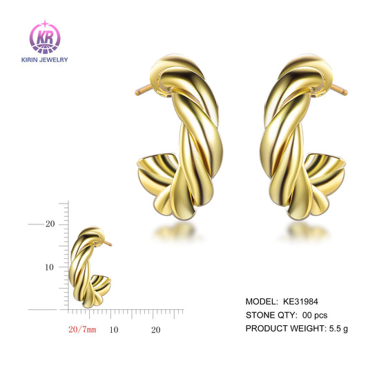 925 silver earrings with 14K gold plating KE31984 Kirin Jewelry