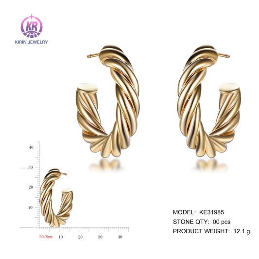 925 silver earrings with 14K gold plating KE31985 Kirin Jewelry