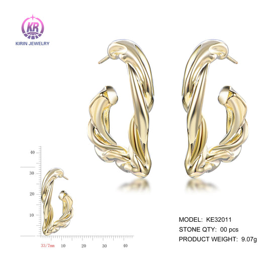 925 silver earrings with 14K gold plating KE32011 (2) Kirin Jewelry