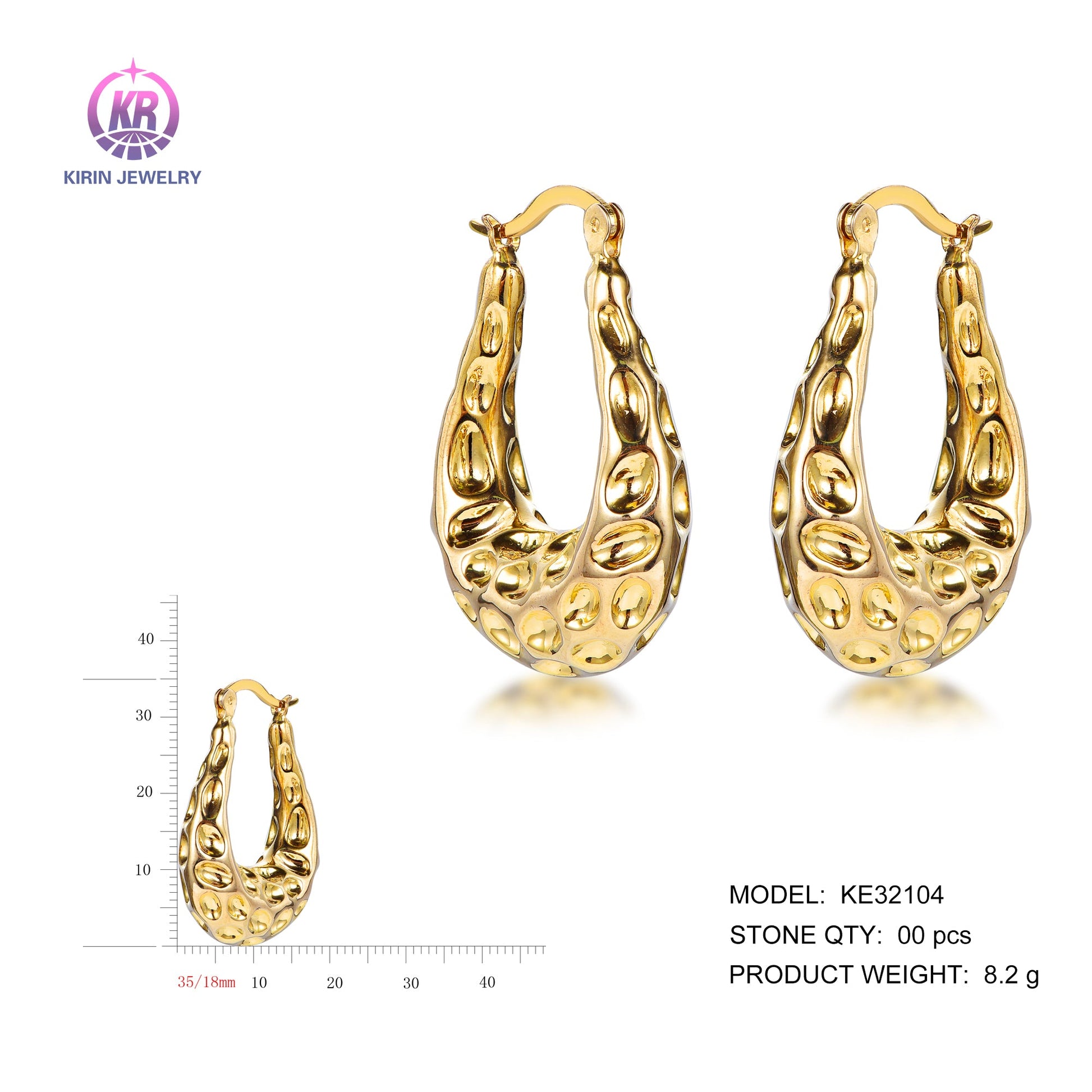 925 silver earrings with 14K gold plating KE32104 Kirin Jewelry