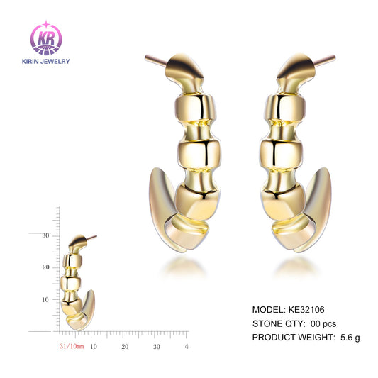 925 silver earrings with 14K gold plating KE32106 Kirin Jewelry