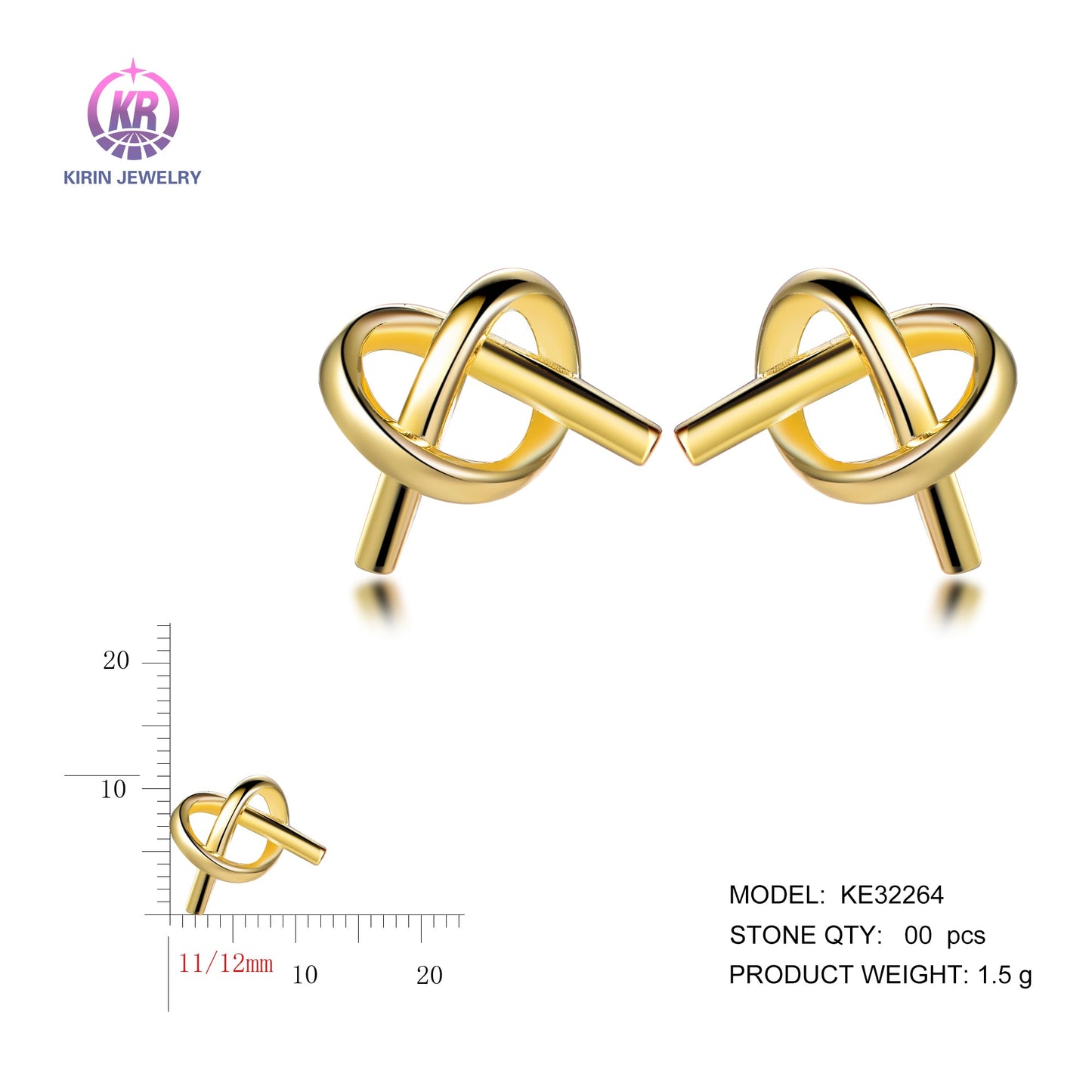 925 silver earrings with 14K gold plating KE32264 Kirin Jewelry