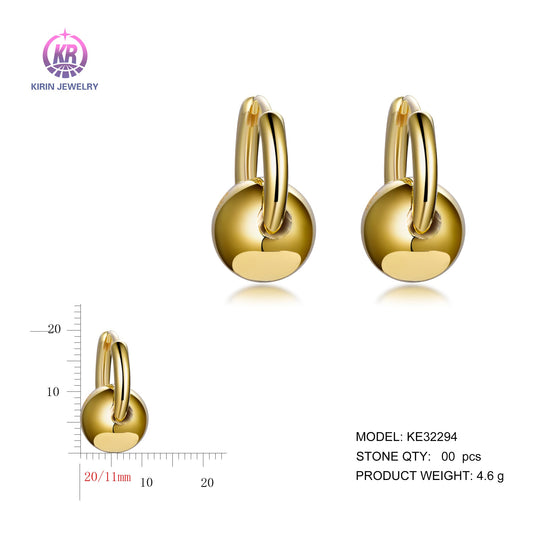 925 silver earrings with 14K gold plating KE32294 Kirin Jewelry