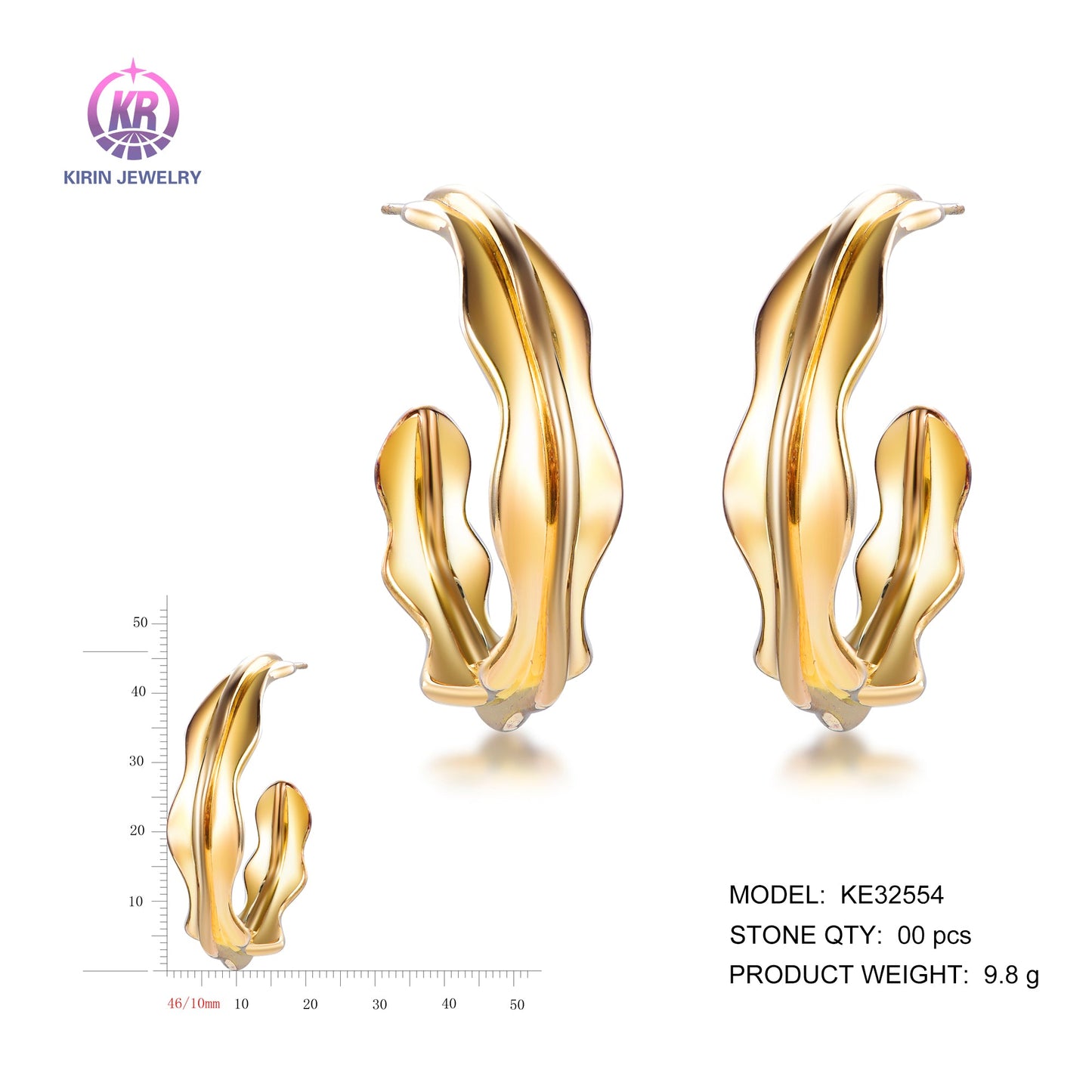 925 silver earrings with 14K gold plating KE32554 Kirin Jewelry