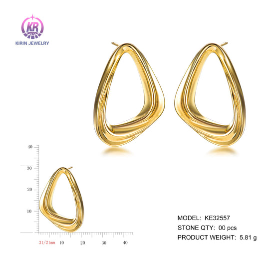 925 silver earrings with 14K gold plating KE32557 Kirin Jewelry