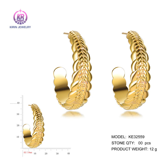 925 silver earrings with 14K gold plating KE32559 Kirin Jewelry