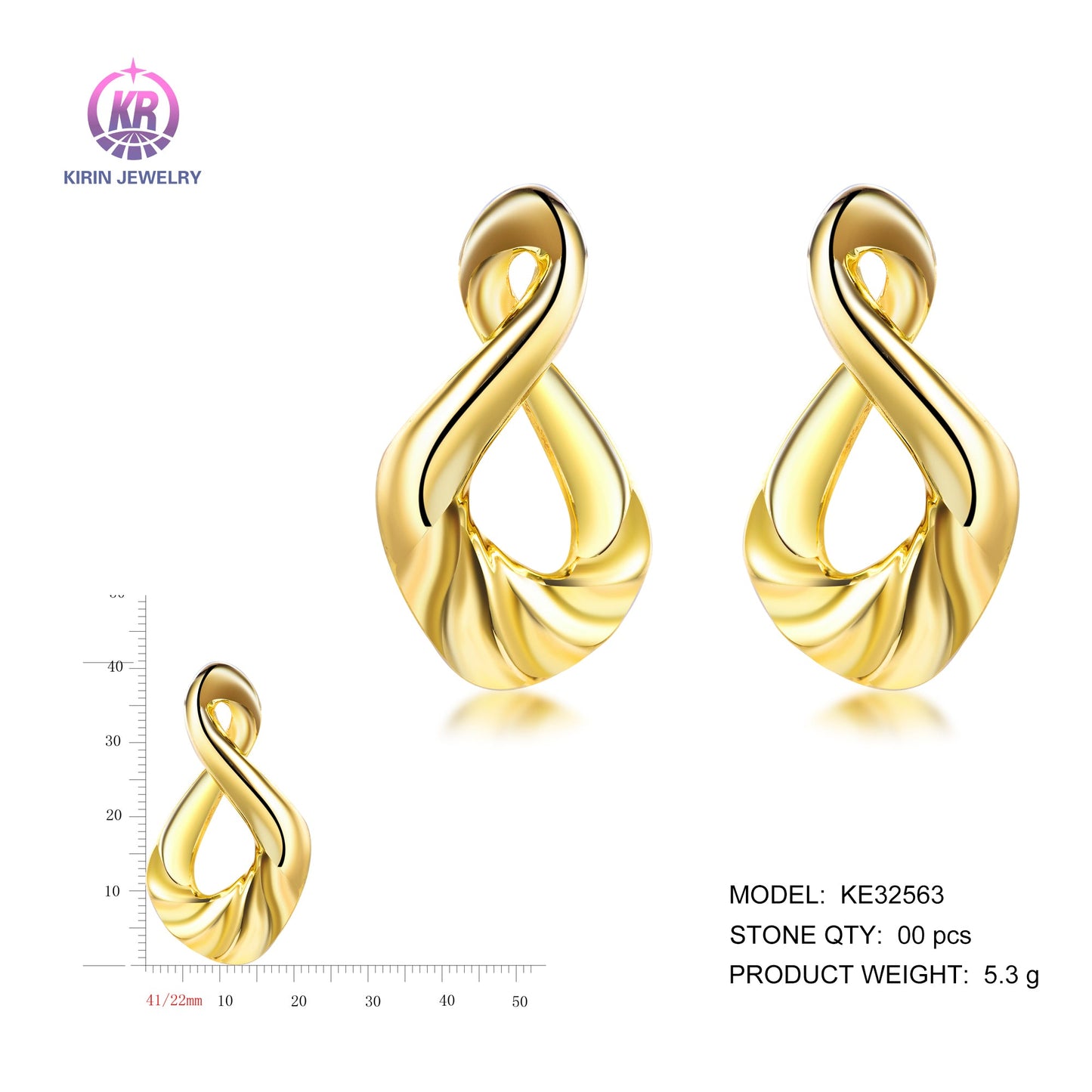 925 silver earrings with 14K gold plating KE32563 Kirin Jewelry