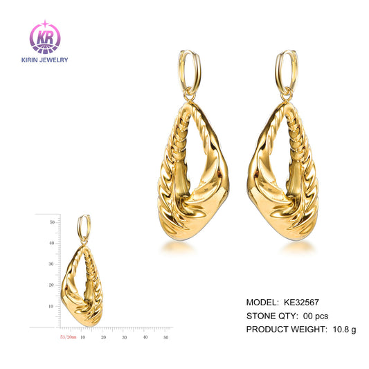 925 silver earrings with 14K gold plating KE32567 Kirin Jewelry