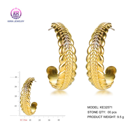 925 silver earrings with 14K gold plating KE32571 Kirin Jewelry