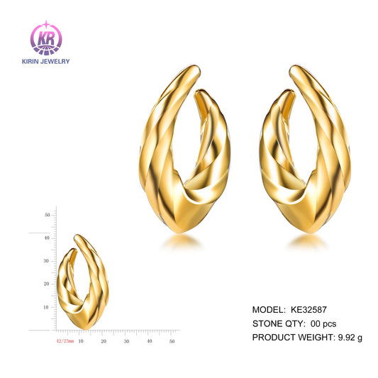 925 silver earrings with 14K gold plating KE32587 Kirin Jewelry