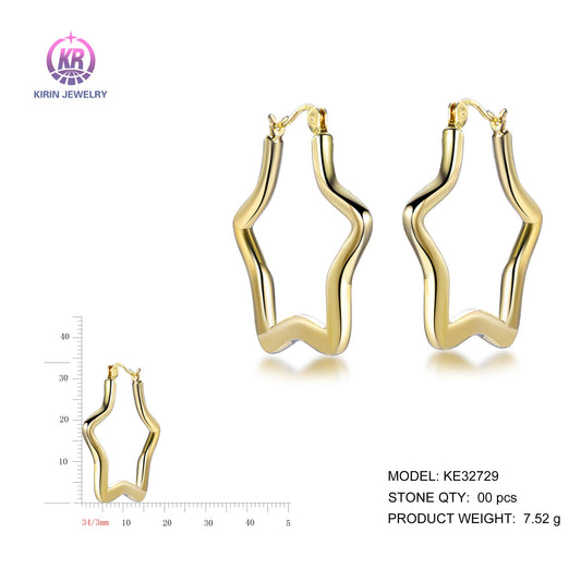 925 silver earrings with 14K gold plating KE32729 Kirin Jewelry