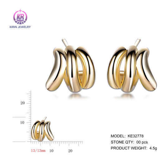 925 silver earrings with 14K gold plating KE32778 Kirin Jewelry