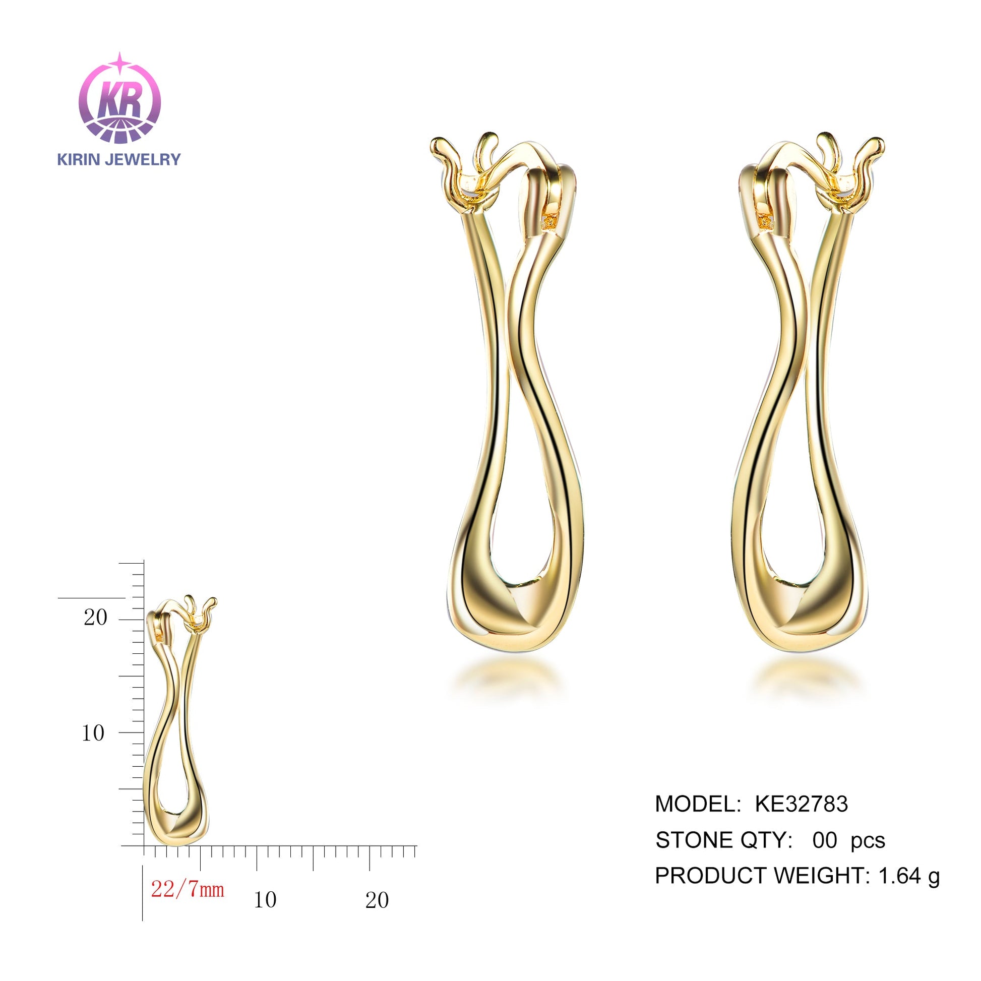 925 silver earrings with 14K gold plating KE32783 Kirin Jewelry