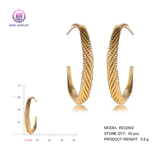 925 silver earrings with 14K gold plating KE32802 Kirin Jewelry