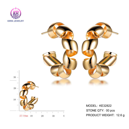 925 silver earrings with 14K gold plating KE32822 Kirin Jewelry