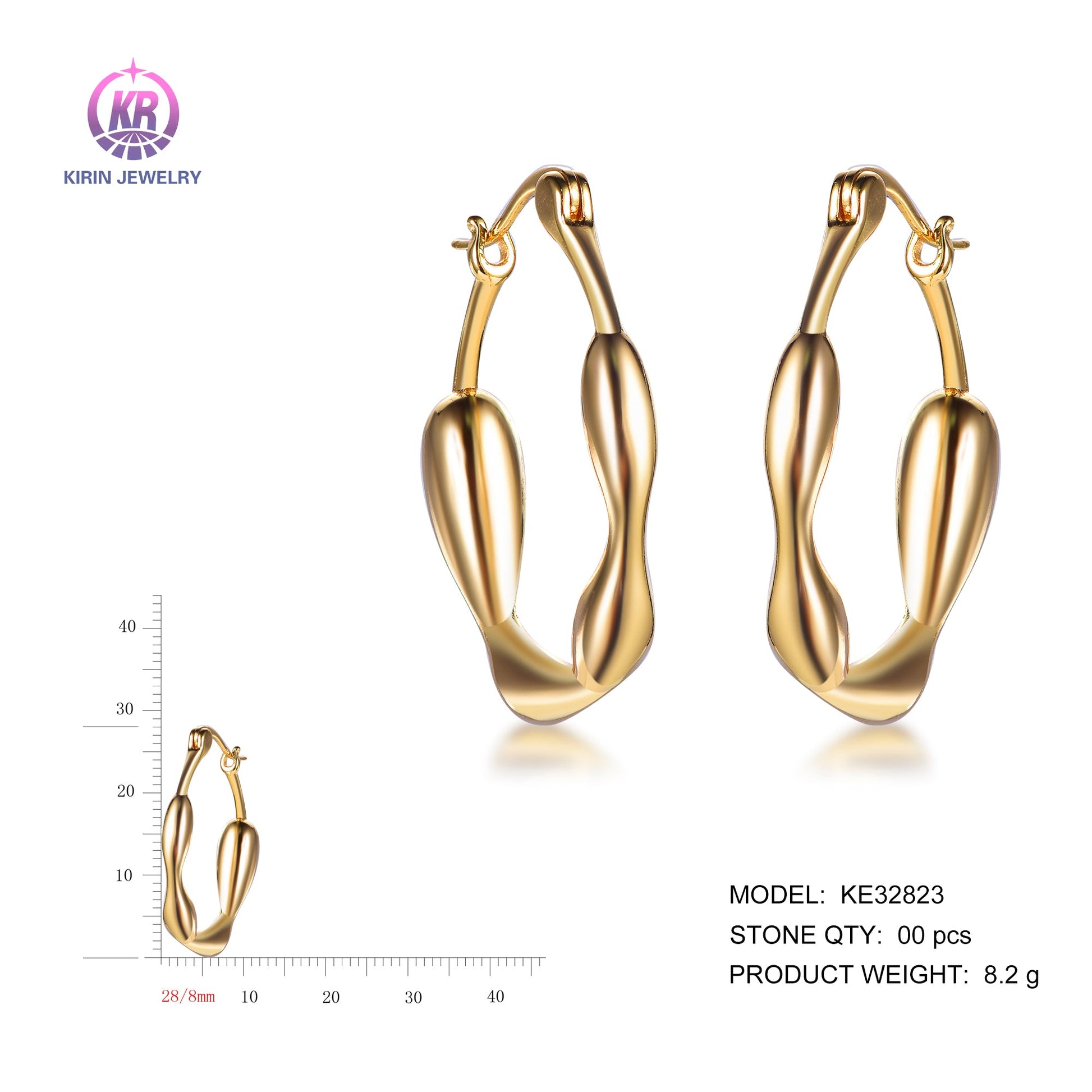 925 silver earrings with 14K gold plating KE32823 Kirin Jewelry