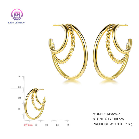 925 silver earrings with 14K gold plating KE32825 Kirin Jewelry