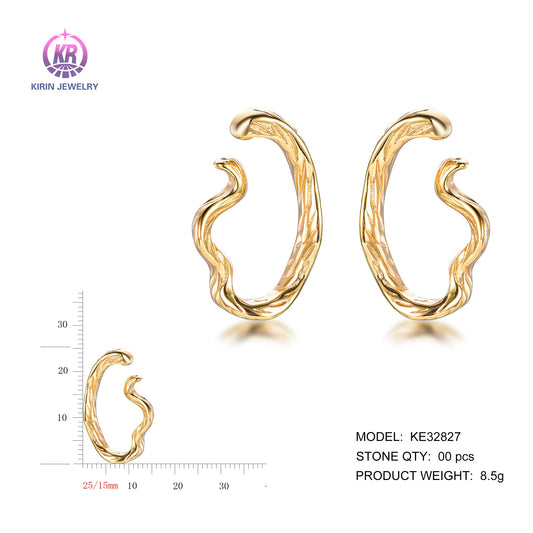 925 silver earrings with 14K gold plating KE32827 Kirin Jewelry