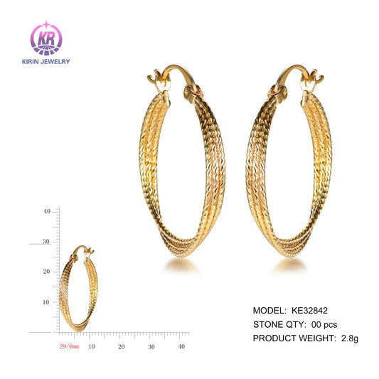 925 silver earrings with 14K gold plating KE32842 Kirin Jewelry